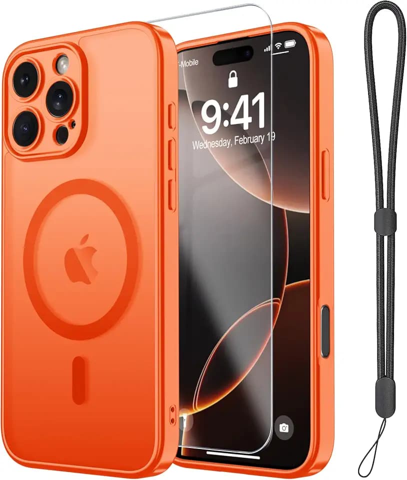 Magnetic Case for iPhone 16 Pro Case with Screen Protector+Wrist Strap