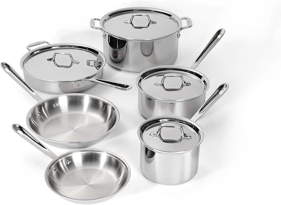 All-Clad D3® Stainless Steel Cookware Set, 10-Piece, Made in the USA