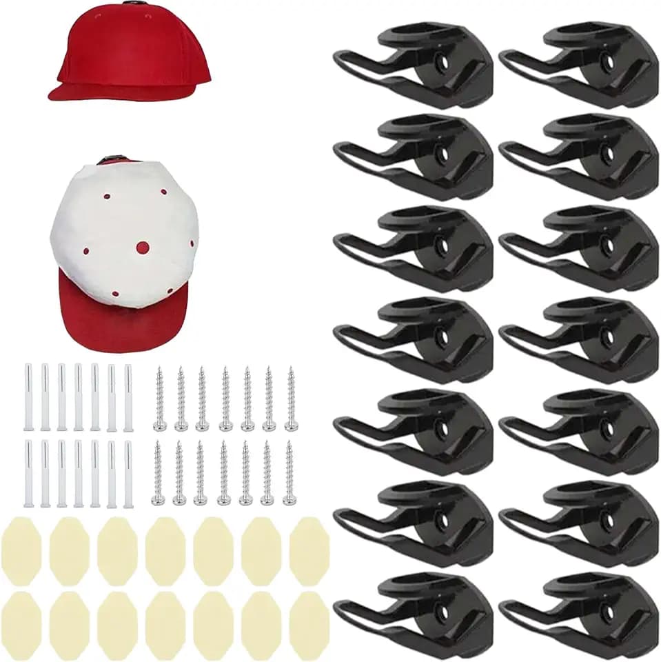 14 Stück Cap Halterung Wand, Selbstklebende Kappenhalter Cap Organizer Platzsparender Cap Ständer Hut Halter mit Schraubbefestigt für Basecaps Hüte Mützen und Zubehör (Schwarz)
