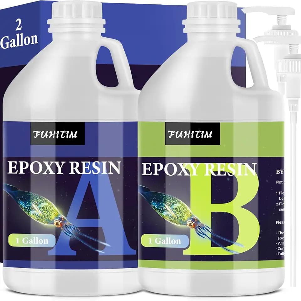 FUHITIM Epoxy Resin 2 Gallon,Crystal Clear Epoxy Resin Kit(1 Gallon x 2)
