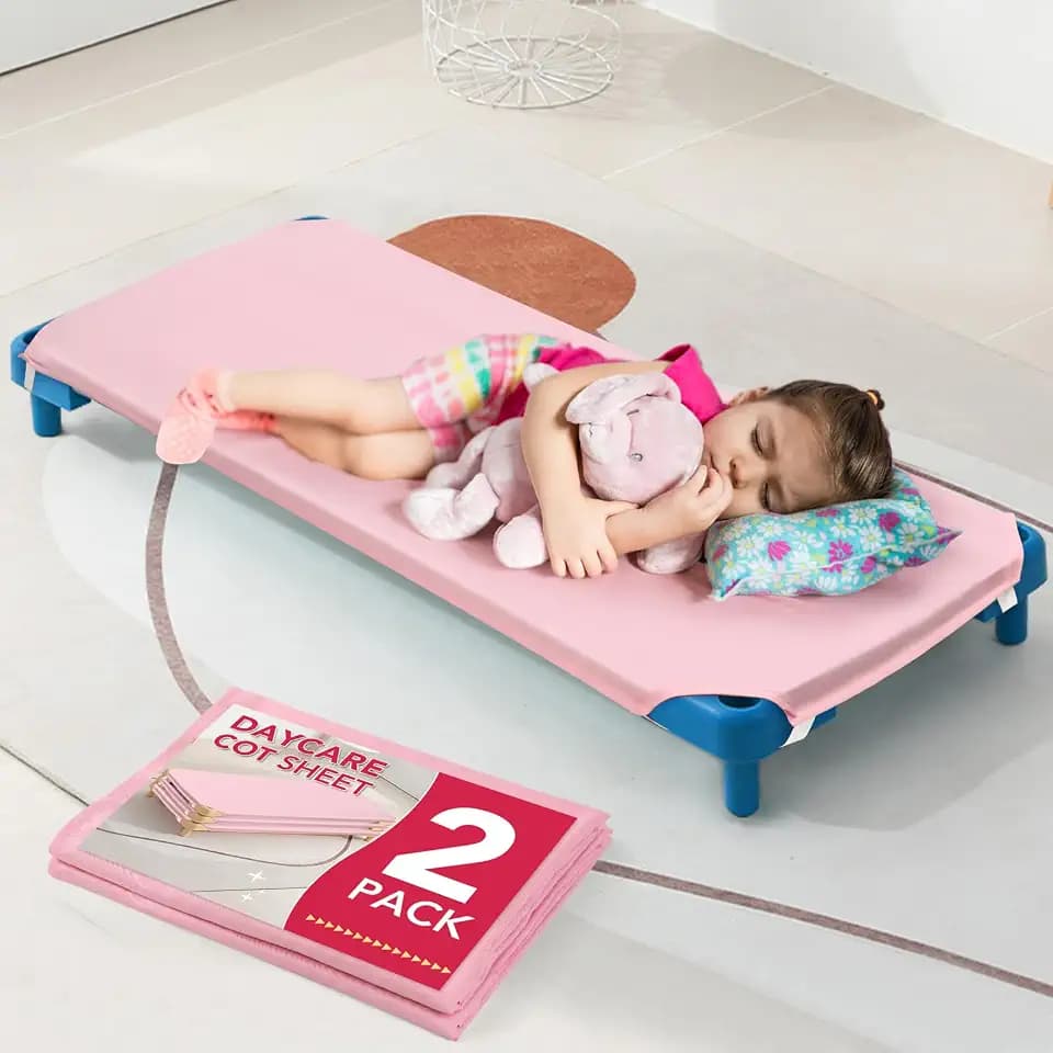 RowinsyDD 2Pcs Cot Sheets for Daycare Toddler Cot Sheets Daycare 23" X 51"