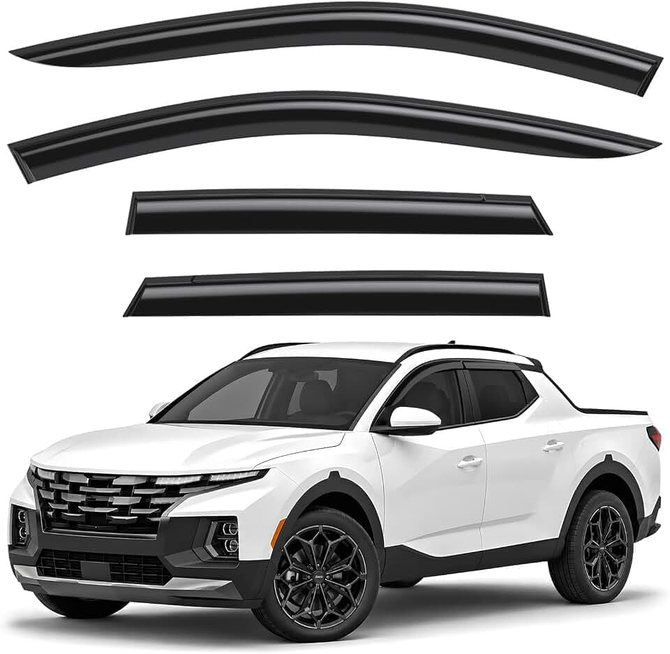 Window Deflectors Smoke Tinted Tape-On Side Window Vent Visor Deflectors Rain Guards Compatible with Hyundai Santa Cruz 2022-2026 - 4pcs. GW0378