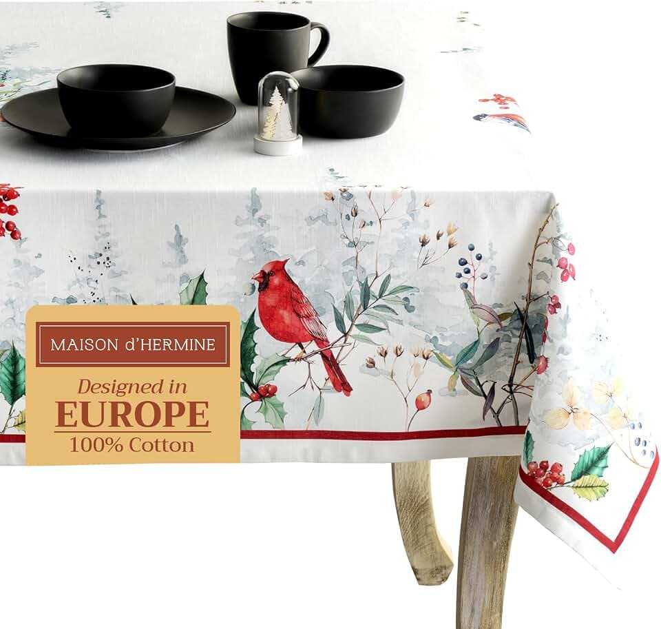 Maison d'Hermine Tischdecke, Rechteckig, 100% Baumwolle (180 cm x 140 cm)