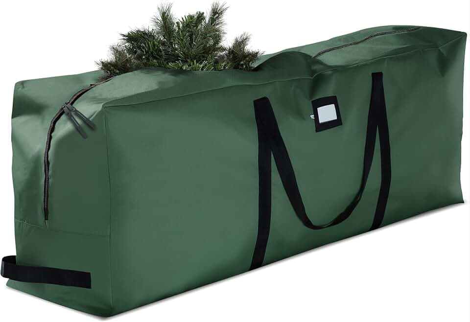 ZOBER 600D Oxford Fabric Christmas Tree Storage Bag - Fits 7.5 Ft Artificial Trees - Tear Proof Waterproof Christmas Tree Bag For Storage Box For Xmas - Strong, Durable Handles - Card Slot - Green