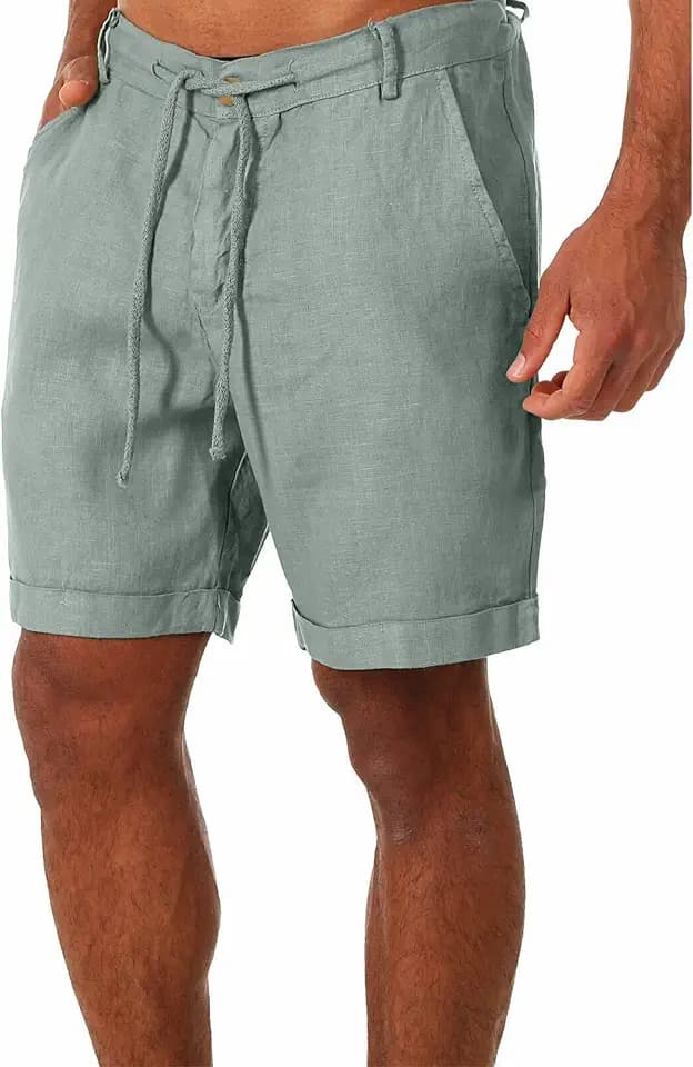 YAOBAOLE Leinen-Shorts für Herren, Bermudas, große Größe, Sommer-Shorts, Strandbermuda