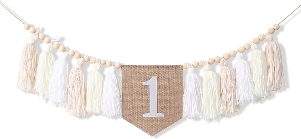 1st Birthday High Chair Banner - Pink Tassel Theme Banner For Girl - First Birthday Photo Backdrop - Wall Hangings Decorative for Kids Bedroom Nursery Party Holiday