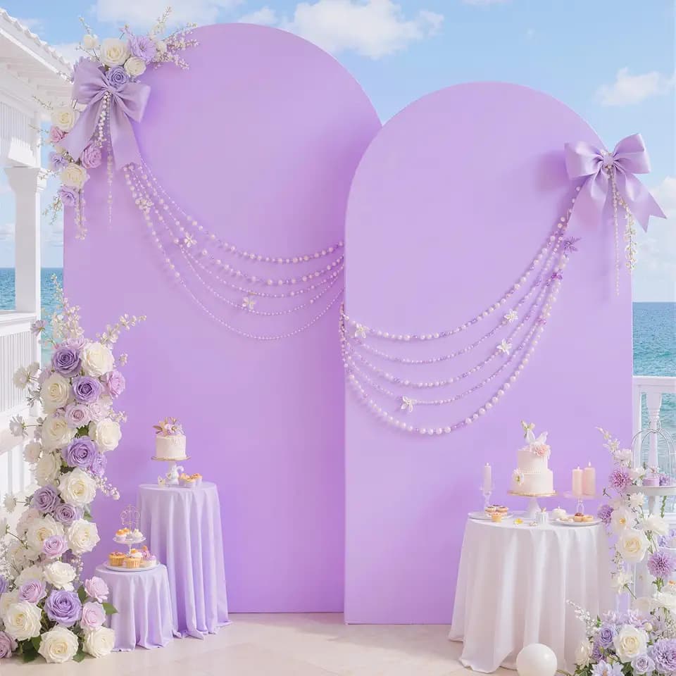 Purple Arch Backdrop Cover Set of 2 (7.2ft & 6ft), Chiara Arch Cover Wrinkle-Free Spandex Arch Cover for Wedding Birthday Party Baby Shower Bridal Shower Ceremony Banquet Fabric Backdrop (No Stand)