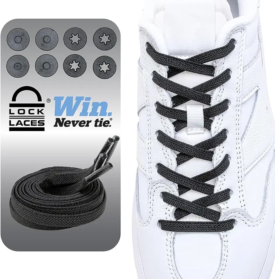 Lock Laces Flat No Tie Elastic Shoelaces for Casual & Fashion Shoes
