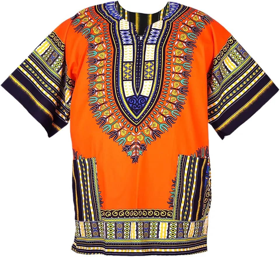 CHAINUPON African Dashiki Baumwollhemd Unisex Tribal Festival Boho Hippie Kaftan