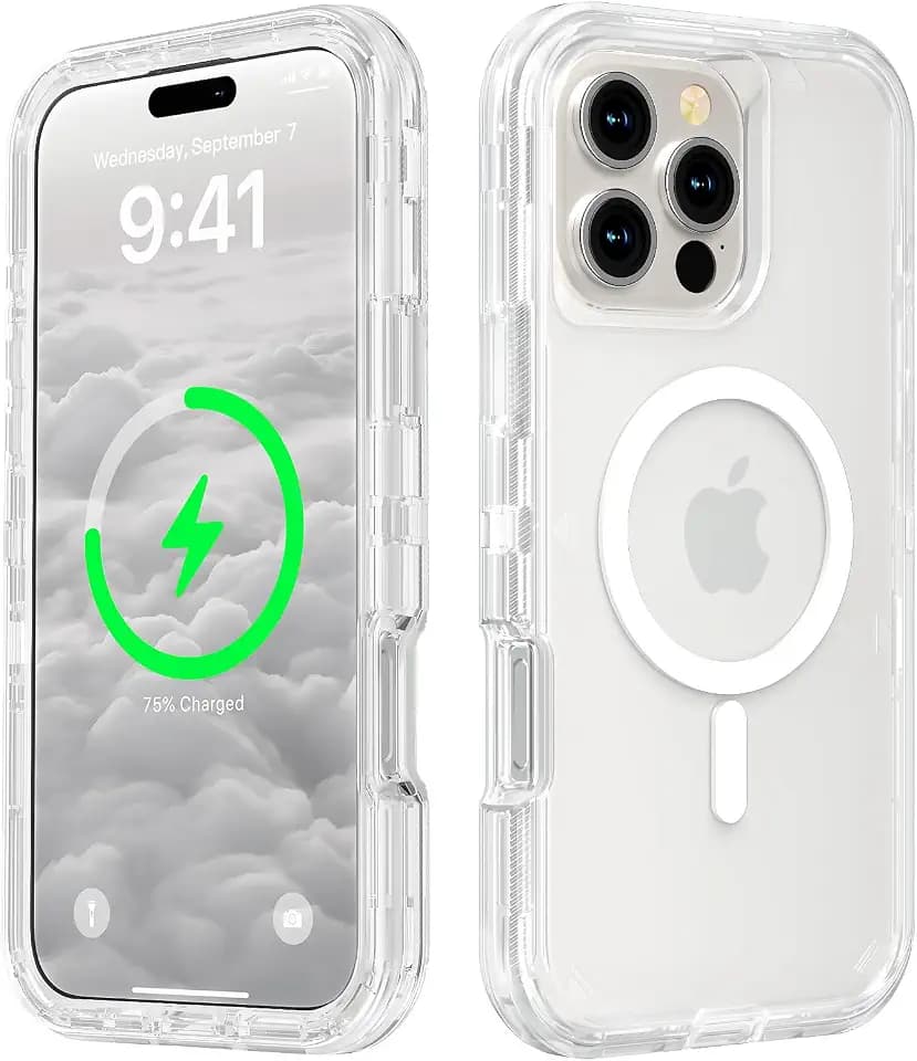 Follaroma Magnetic for iPhone 16 Pro Max Case, Heavy Duty Phone Cases,Clear