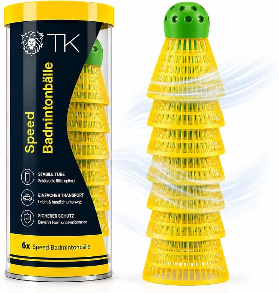 TK Gruppe Timo Klingler Sportyfits® Speedbadminton Federbälle schnell gelb Badmintonbälle für Training & Wettkampf Badminton - Feder Ball/Bälle Federball für Outdoor & Indoor (Mengenauswahl)