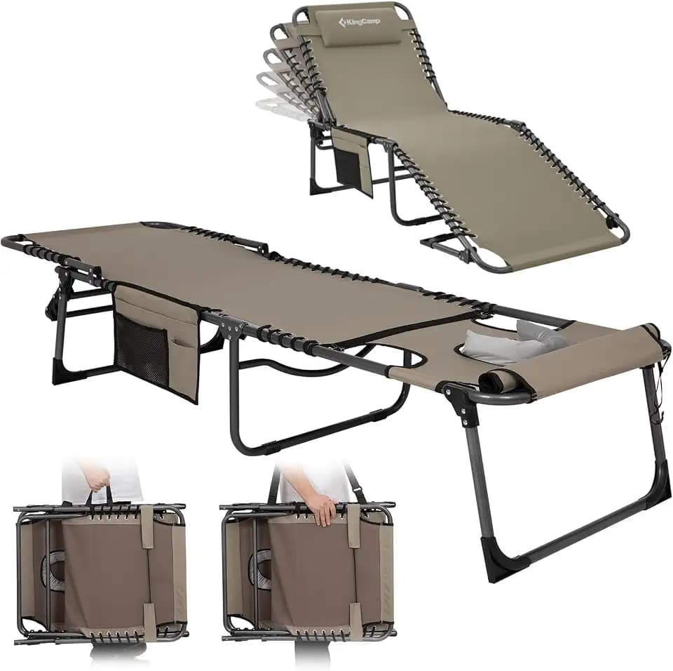 KingCamp 400LBS Tanning Chair with Face Hole, Beige 1‑Pack