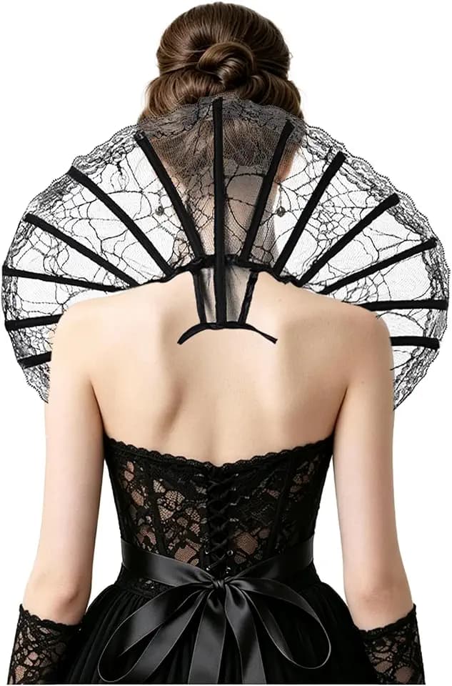 Gothic Natural Feather Shrug Feather Shawl Wrap Cape Victorian Collar for Halloween Cosplay Party Costume Accessories