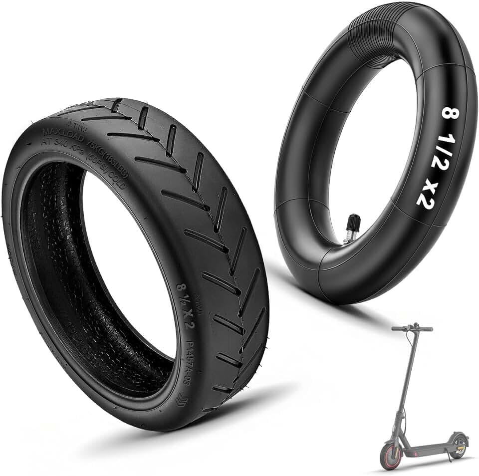 E Scooter Reifen 8 1/2 x2 mit Schlauch 8.5x2.0 Zoll, 50/75-6.1 Reifen und Schlauch Komplettset Verstärkt für Xiaomi Pro 2 1S M365 Mi 3, Hohe Tragfähigkeit & Elastizität & Haltbarkeit, (1 Satz)
