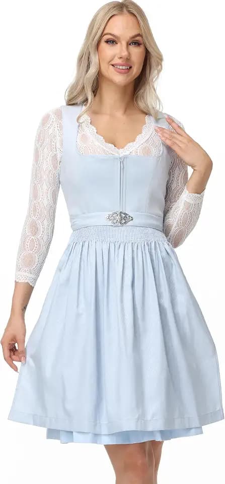 ELFIN Damen Dirndl, Elegante Trachtenkleid, Samt Midi Dirndl Damen Trachten Dirndlkleid für Oktoberfest