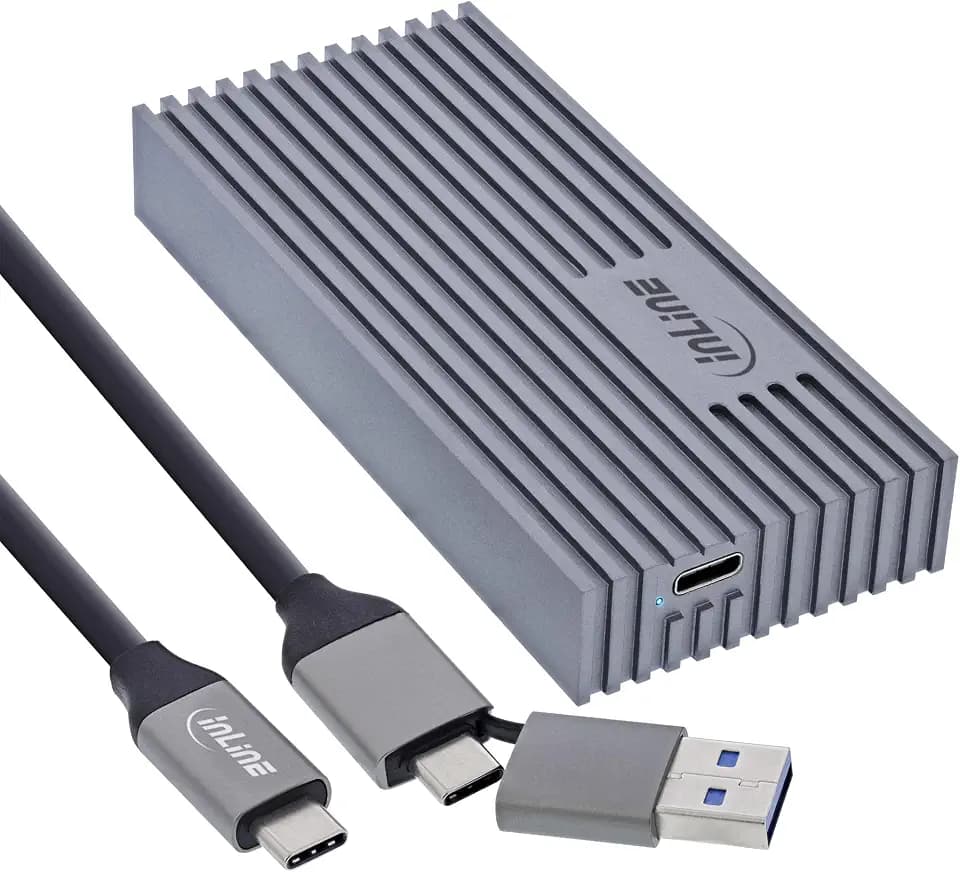 InLine USB4 M.2 SSD Gehäuse, USB-C zu M.2 NVMe, Aluminium, bis 40 Gb/s, Thunderbolt 3/4 kompatibel, inkl. Zubehörset, 00031J