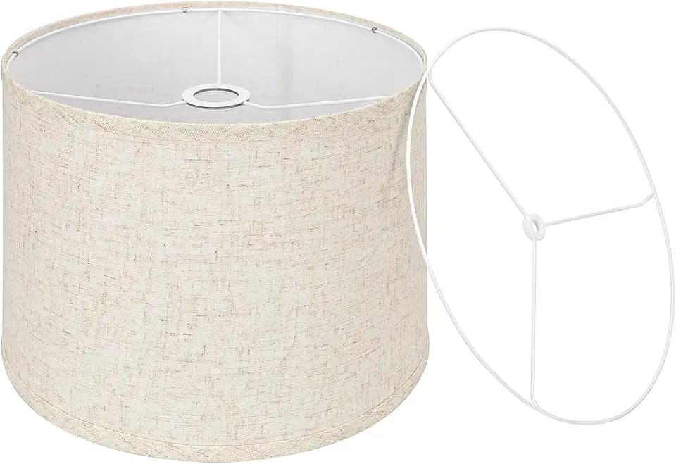 Beige Drum Lamp Shade, 13"Top x 13"Bottom x 10"High,Two Different Top Rings