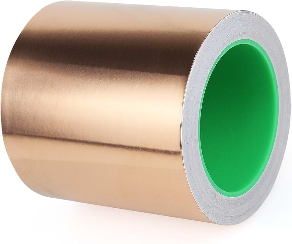 BOMEI PACK 4inch x 66ft Copper Foil Tape Conductive Adhesive for Electrical Repair, EMI Guitar Shielding, DIY Decoration, Stained Glass, Paper Circuits