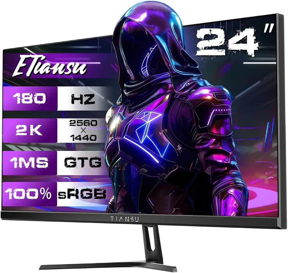 24" QHD 180Hz IPS Gaming Monitor,1ms FreeSync,100%sRGB,95%DCI-P3,DP1.4,VESA