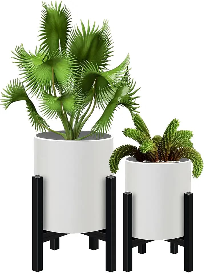 12 inch & 10 inch Plant Pot with Stands Set of 2 with Drainage Plug