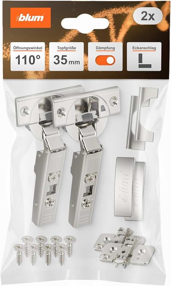blum 2x CLIP top BLUMOTION Topfscharnier 35mm Eckanschlag vernickelt