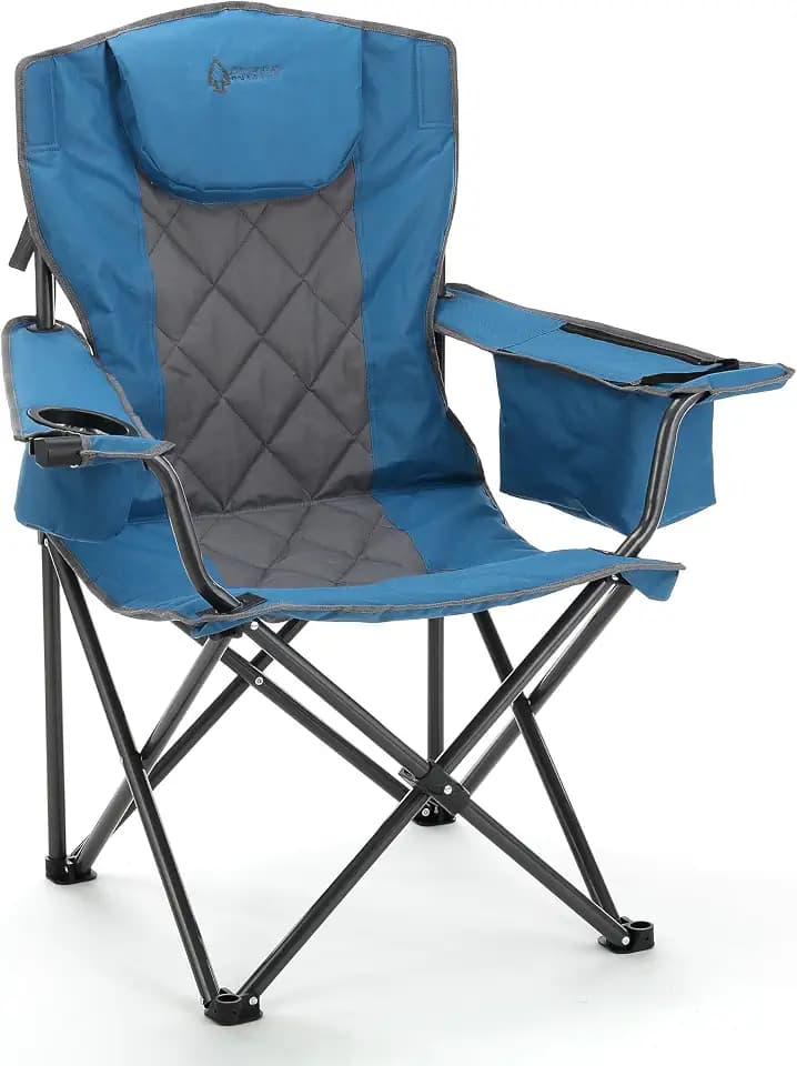 ARROWHEAD OUTDOOR Deluxe Folding Camp Chair, Integrated Cooler, Headrest