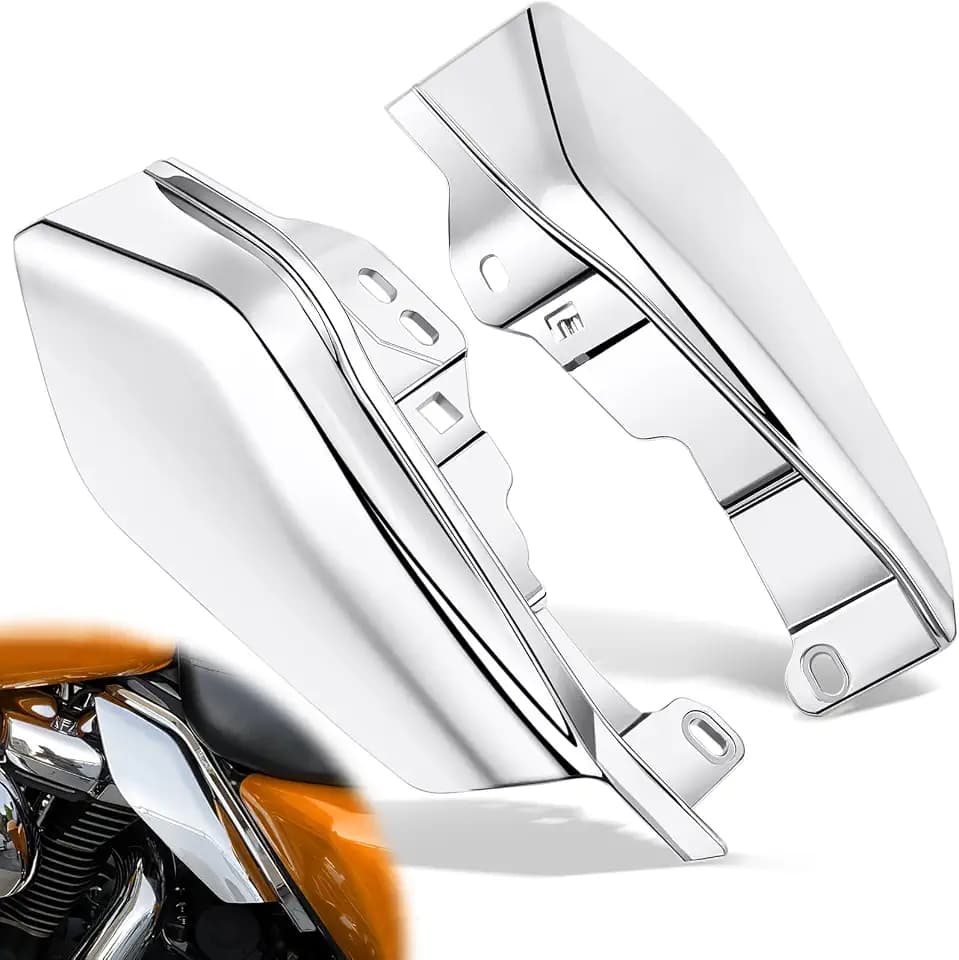 PBYMT Mid Frame Air Deflectors Heat Shield Compatible for Harley Touring Road King Street Electra Glide 2009-later Also Compatible with Models Equipped with Coolflow Fan(Chrome)