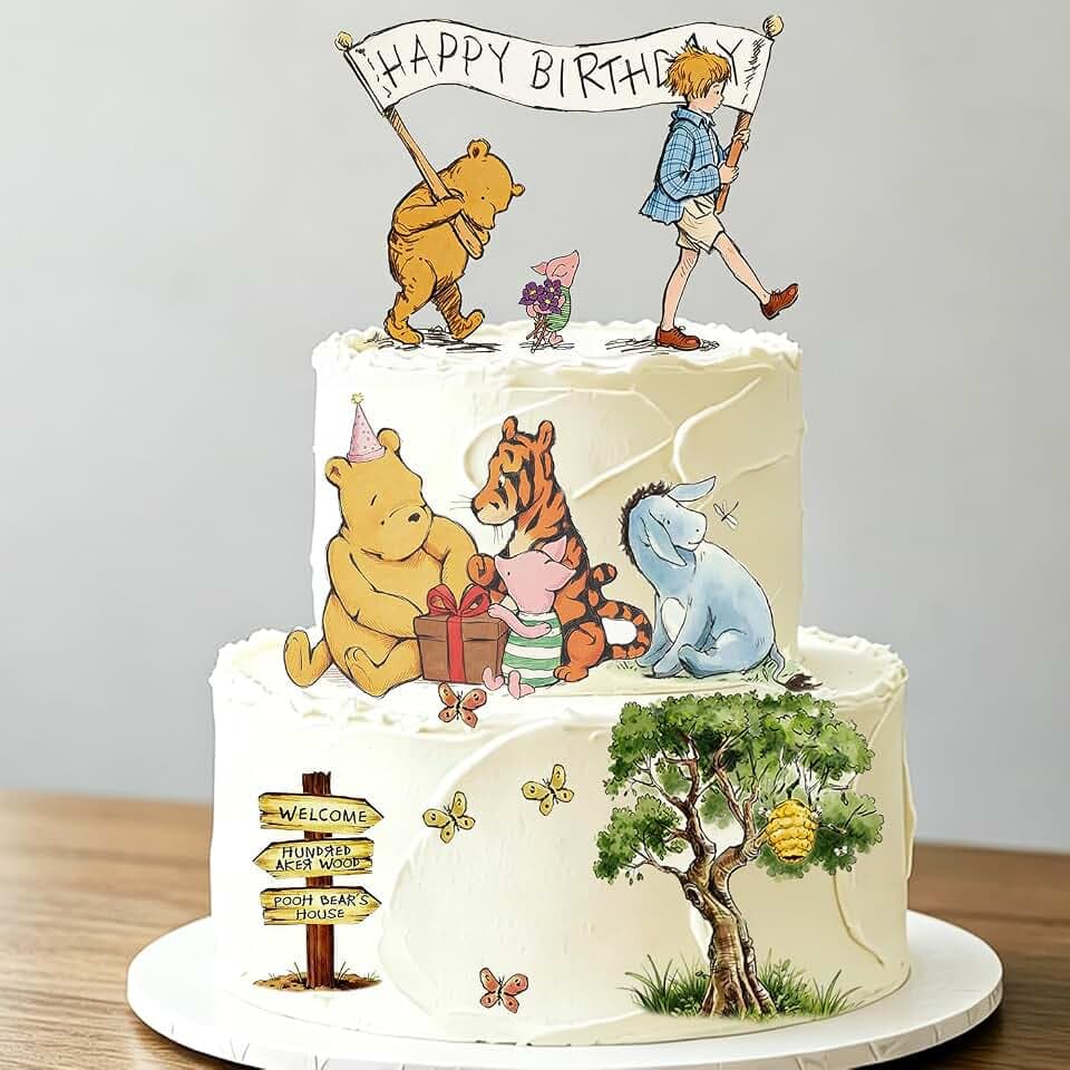 Classic Winnie Cake Toppers Birthday Cake Decorations 9Pcs