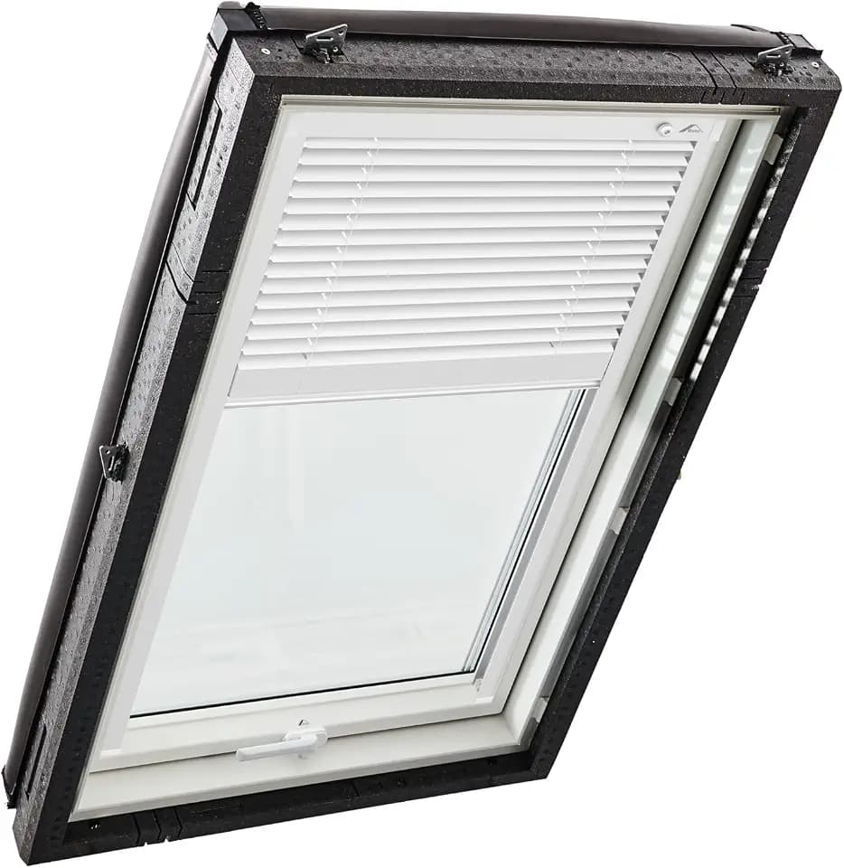 Original Roto Jalousette ZJA für Roto Dachfenster - Führungsschiene Weiß - Jalousie für Baureihe Designo R4/R7 und Classic K 43/73 - Größe 094/098 | 09/09 - Stofffarbe Weiß