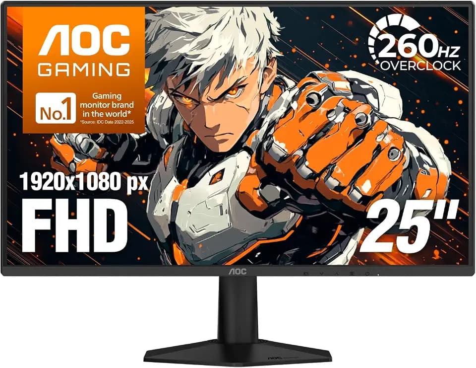 AOC 25" Gaming Monitor FHD 260Hz Overclocked IPS NVIDIA G-SYNC, 25G51Z