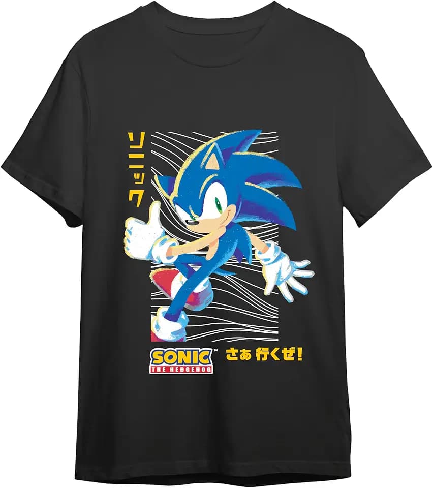 Unisex Sonic | Camiseta | Artículo Licenciado Oficial M T-Shirt, Schwarz, M