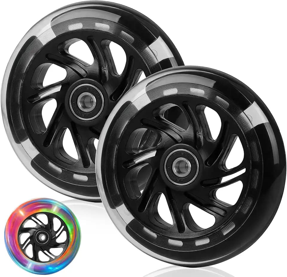 DBREAKS 2x Leuchtende Stunt Scooter Rollen 120mm, LED-Lichtrollen, Schwarz