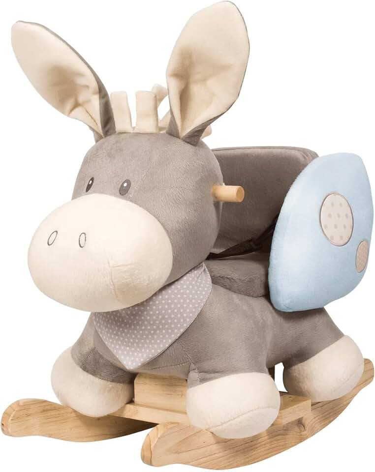 Nattou Schaukeltier Esel Cappuccino, 10-36 Monate, 60 x 39 x 50 cm, Blau