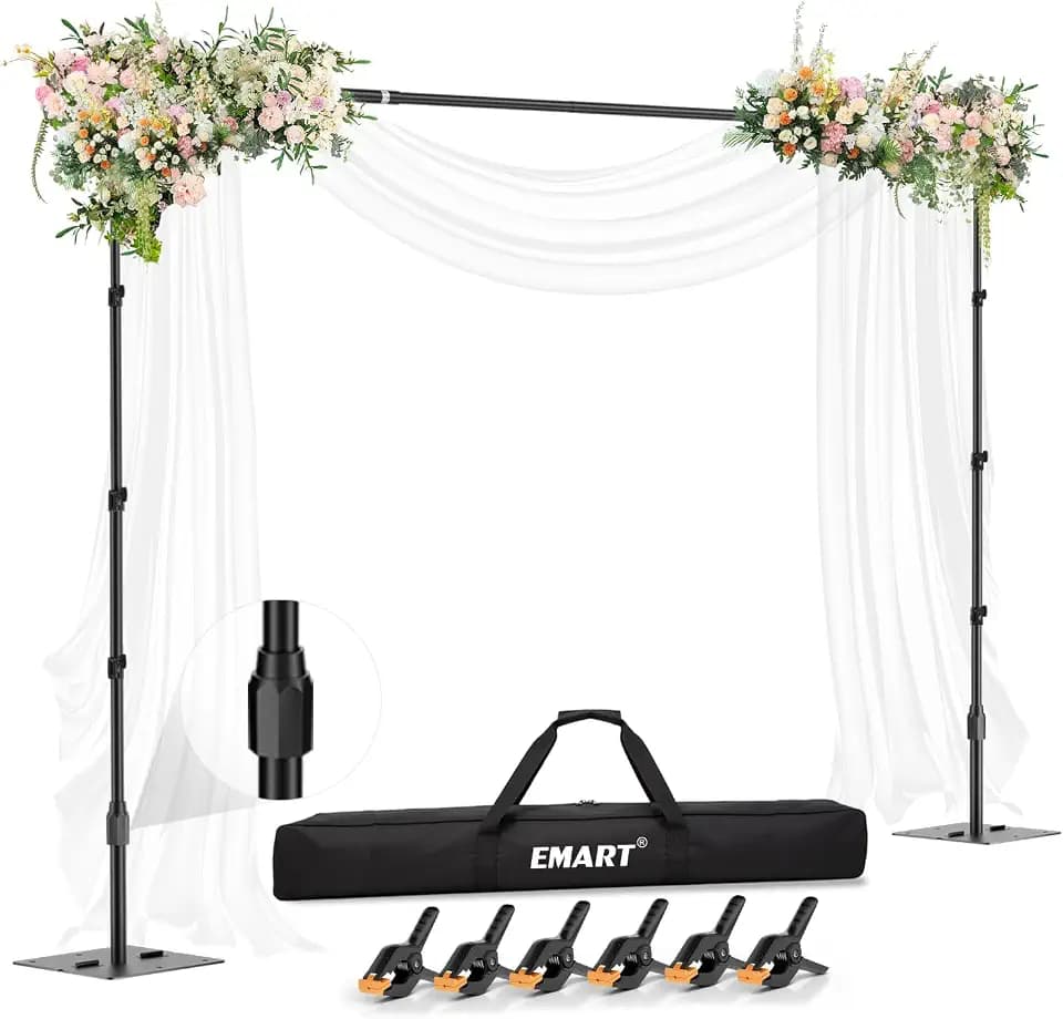 EMART Backdrop Stand, 10x8.5ft Background Stand with Heavy Duty Flat Base