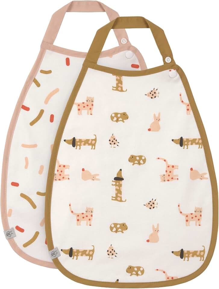 LÄSSIG Baby Kleinkind Lätzchen (2 Stk.) Bio-Baumwolle Druckknopf/Medium Drop Bib Little Mateys spicy orange