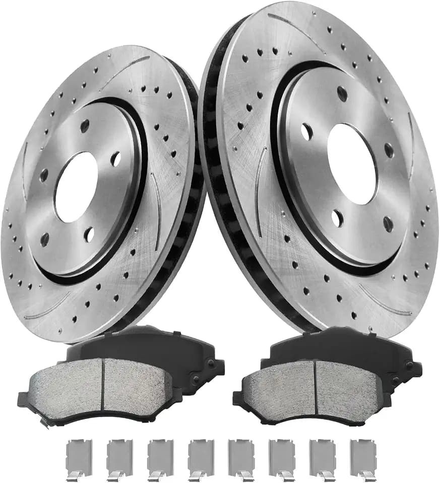 Front Brake Pads and Rotors Kit Compatible with 2008-2016 Dodge Grand Caravan, 2009-2013 Dodge Journey, 2008-2016 Chrysler Town & Country | Front Brake Rotors 302mm(11.9in)
