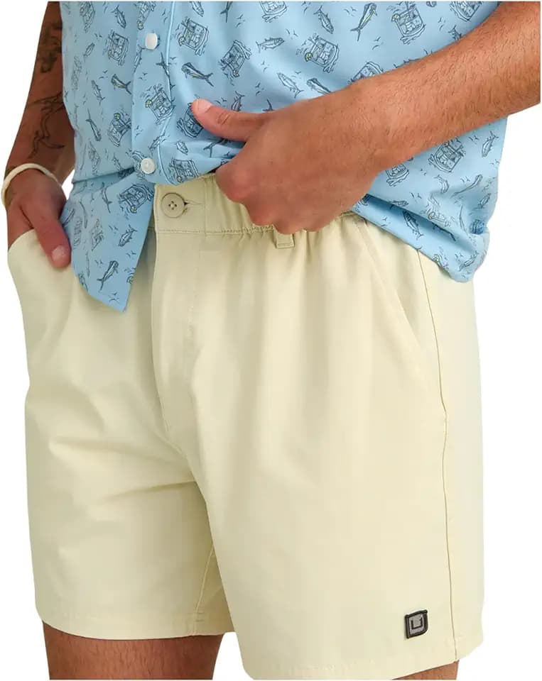 HUK Men's Shoreside Short, 6" Inseam Stretch Fishing Short with Elastic Waistband and Drainage Pockets
