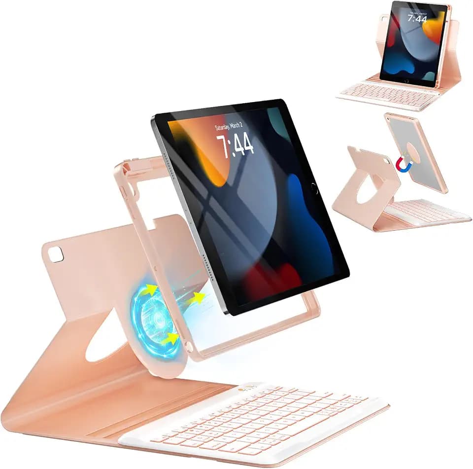 OYEEICE Magnetic Case with Keyboard for iPad 9th/8th/7th Gen 10.2 Inch