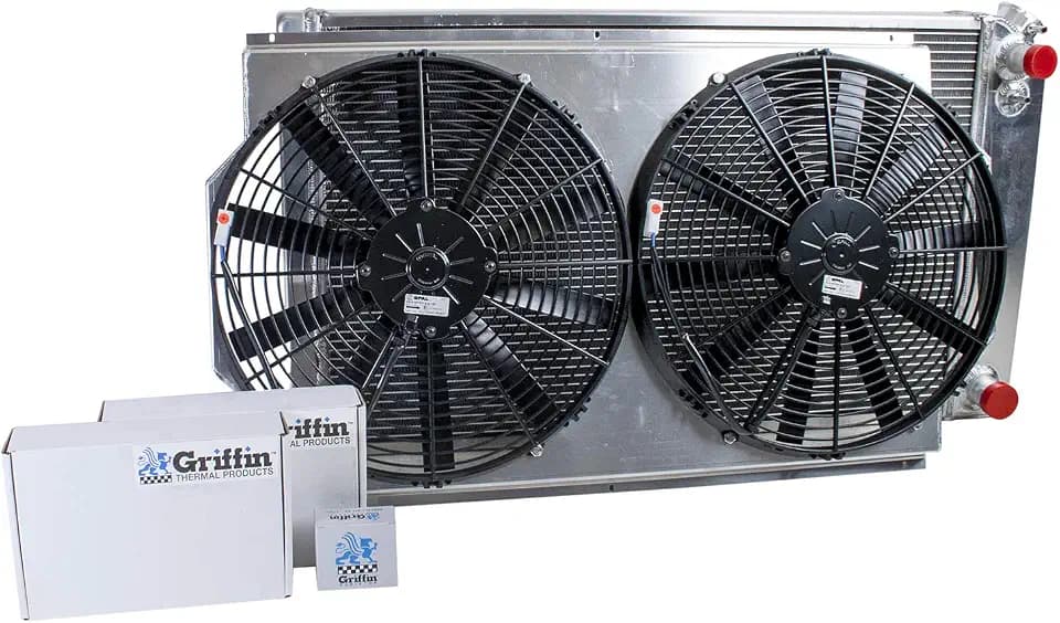 Griffin Radiator CU-00008-LS ComboUnit LS Swap, Fits: 71-74 Bel Air, 68-89 Bonneville, 70-81 Camaro, 68-77 Chevelle, 68-74 GTO, 70-81 FireBird, 70-88 Monte Carlo