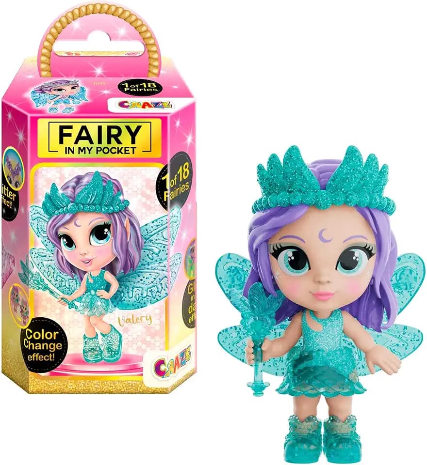 Craze Fairy In My Pocket | Fee Puppe mit Flügel, Fee Spielzeug zum Sammeln mit Spezialeffekten wie Glitzer, Leuchten im Dunkeln und Farbwechsel