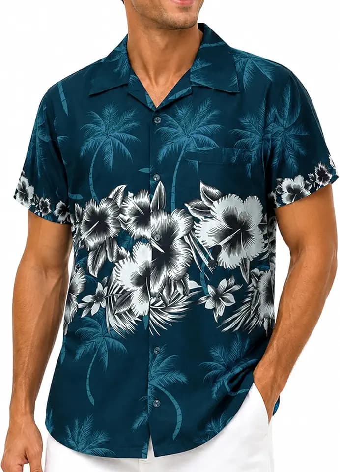 King Kameha Funky Hawaii Hemd Männer - Tropisches Hawaiihemd Herren Kurzarm mit Brusttasche & floralem Print