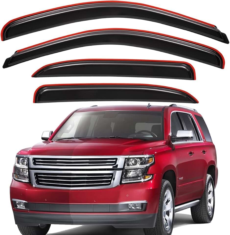 Lightronic Extra Durable Clip-on in-Channel Auto Vent Window Visor, Fits 2007-2014 Chevrolet Tahoe & GMC Yukon, UV Protection Rain Guard, Original Wind Deflector, No-Drill Install, Dark Smoke, 4-Pcs