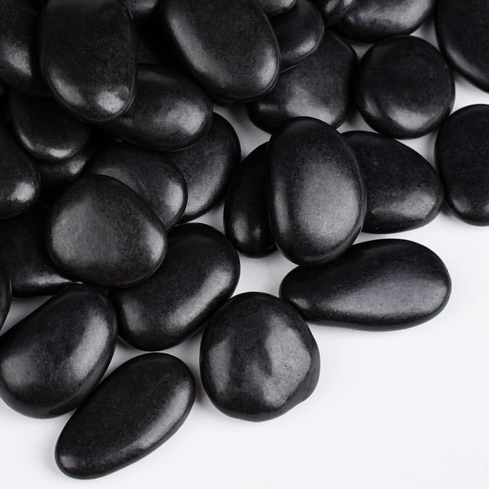 15 lbs Decorative Rocks for Potted Plants, 1"-2" Black Pebbles