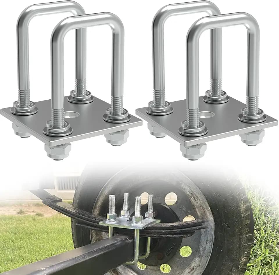 Square U-Bolt Kit for Boat Trailer Mounting Axle Leaf Springs Zinc