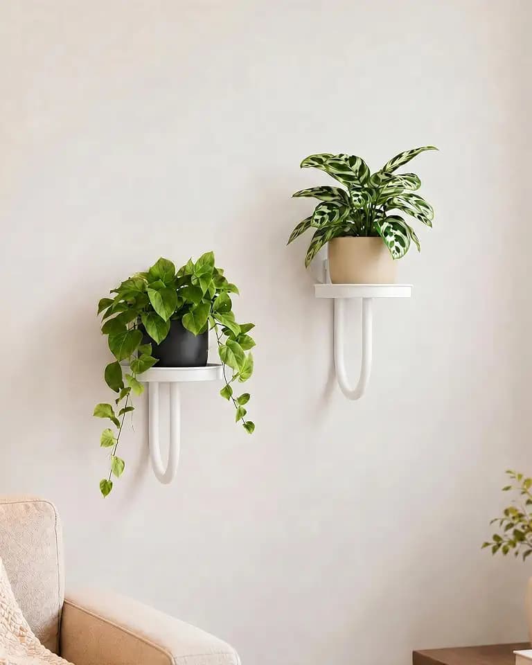 GENTINGBRO Plant Stands Hanging Planters for Indoor Plants Hanging Plant Holder Wall Planter Window Plant Shelves Plant Hanger Plant Decor White 2pcs