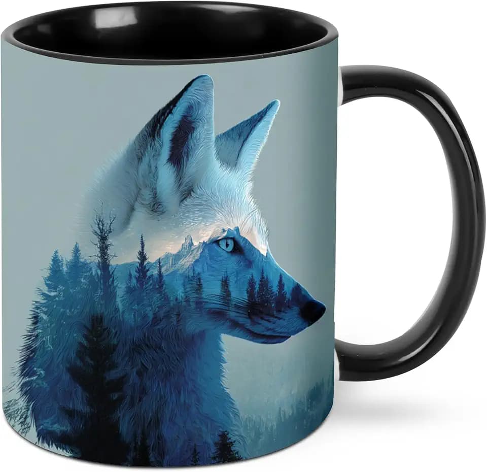 Wolf Coffee Mug Novelty Tea Cup Ceramic Mugs 11 oz for Office Home Kitchen