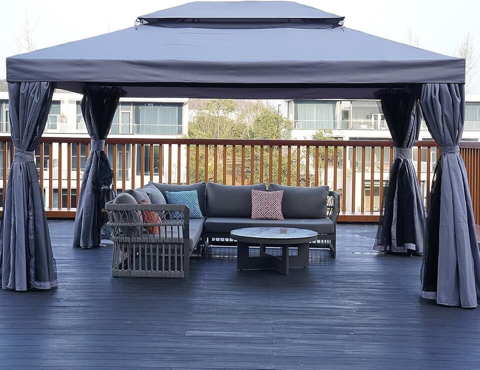 Yangming Gazebo 10X13ft Outdoor Gazebos Clearance with Mosquito Netting and Curtains for Patio, Backyard, Lawn, Garden, Deck, Gray