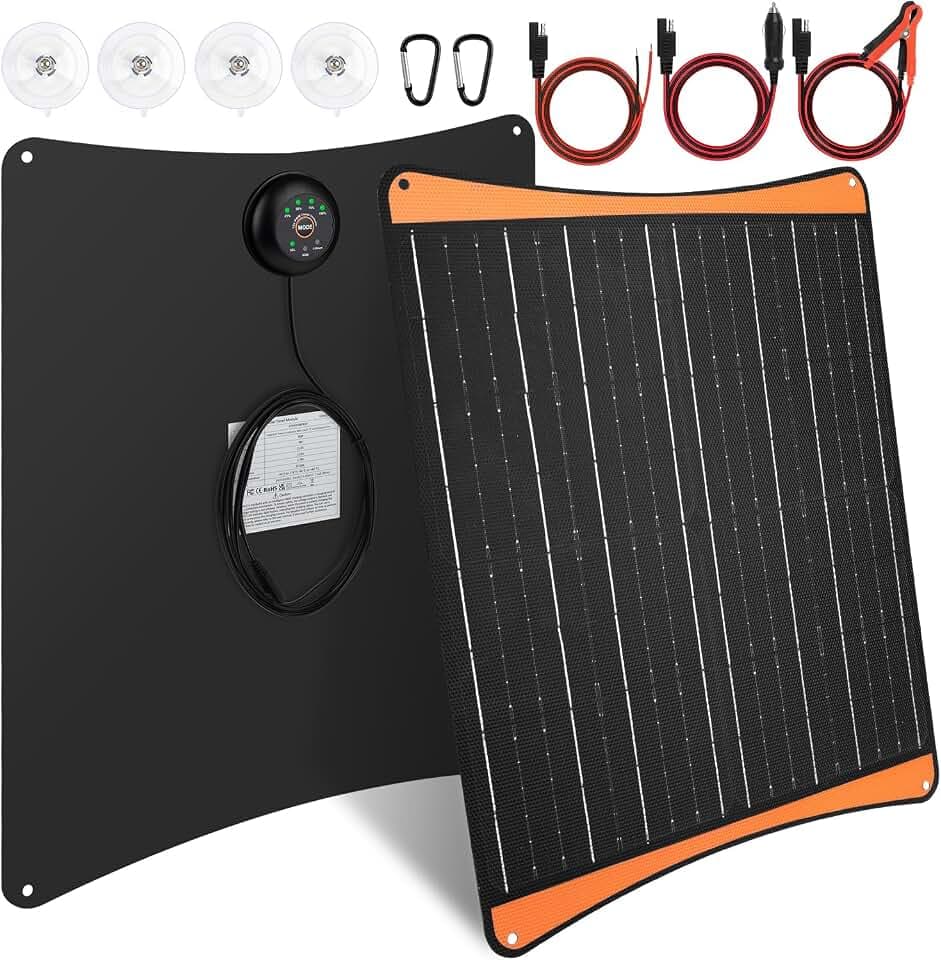 【30W Solar Autobatterie Ladegerät 12V】DERUXI 30W Solarpanel 12V Solar- Ladegerät für Autobatterien Erhaltungsladung Batterieladegerät SAE-Anschlusskabel für Boot,Motorrad,Anhänger,Wohnmobil