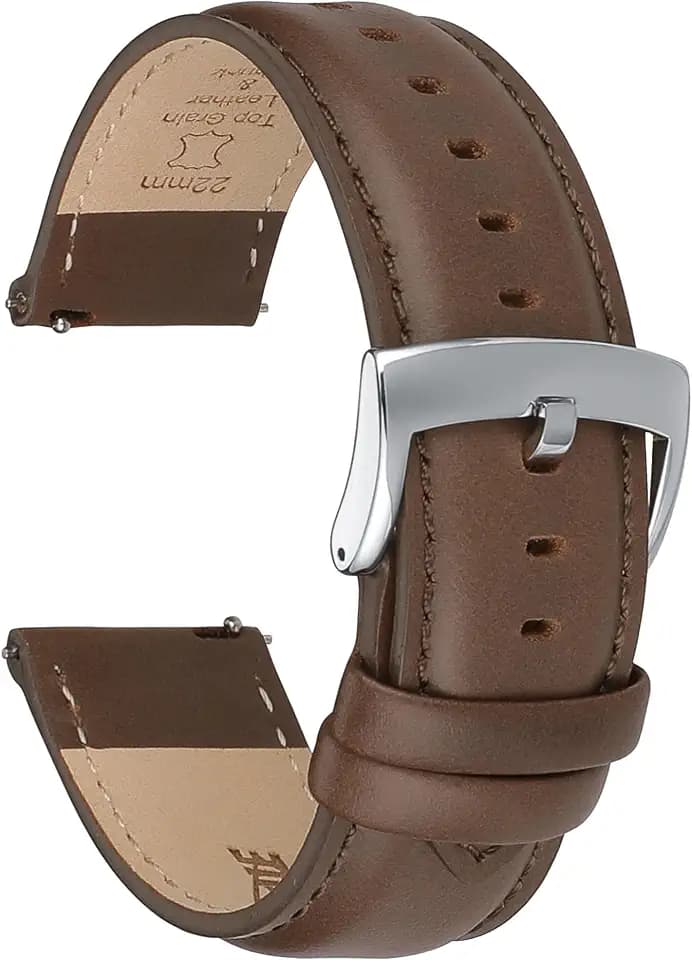 Leather Watch Bands Quick Release, Elegant Top Grain Leather Watch Straps Band Replacement for Men and Women, Watch and Smartwatch, Choice of Width 18mm 19mm 20mm 21mm 22mm