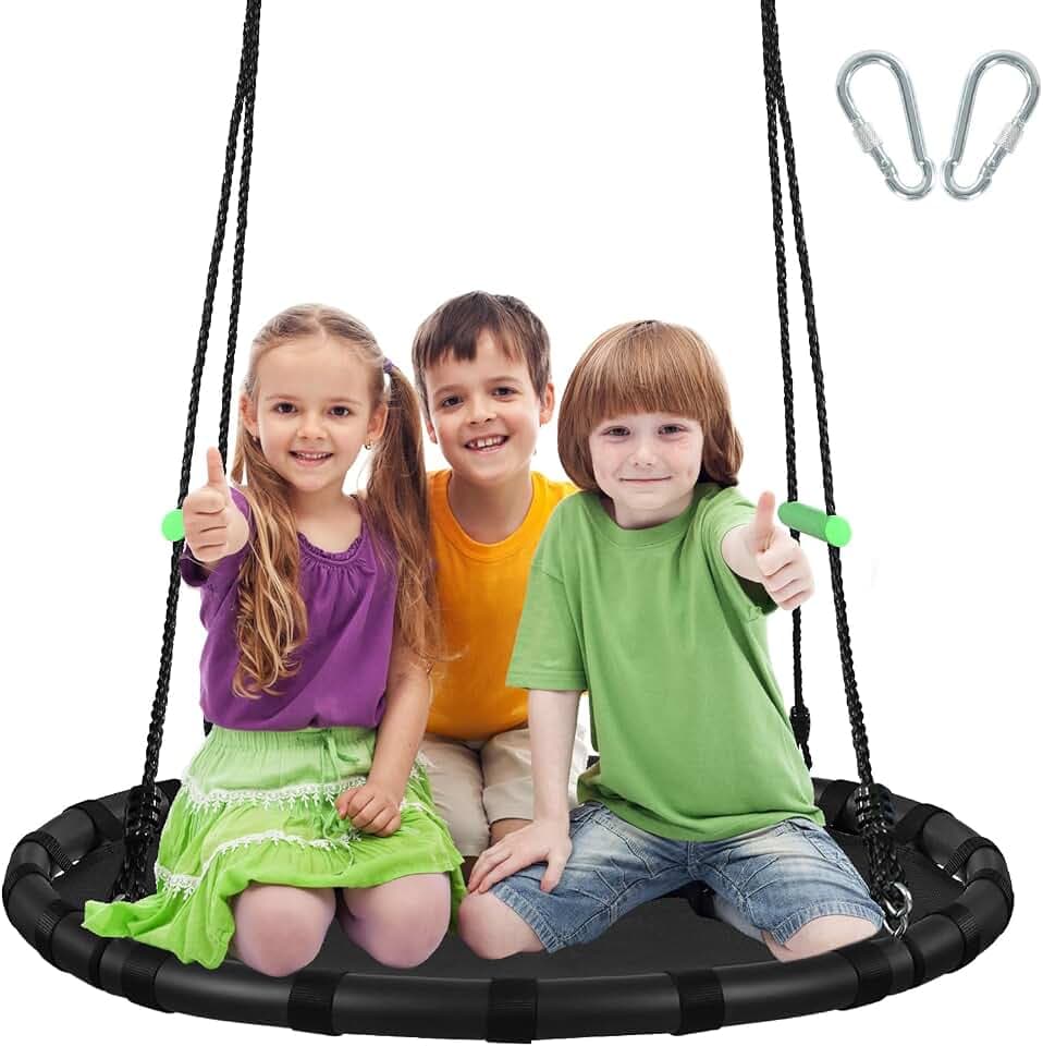 TBMLC 40 Inch Diameter Round Black Saucer Swing/Tree Swing Armrest Stick